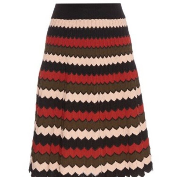 A.L.C. Zig Zag Chevron Knit Rayon Blend A Line Midi Skirt Sz XS